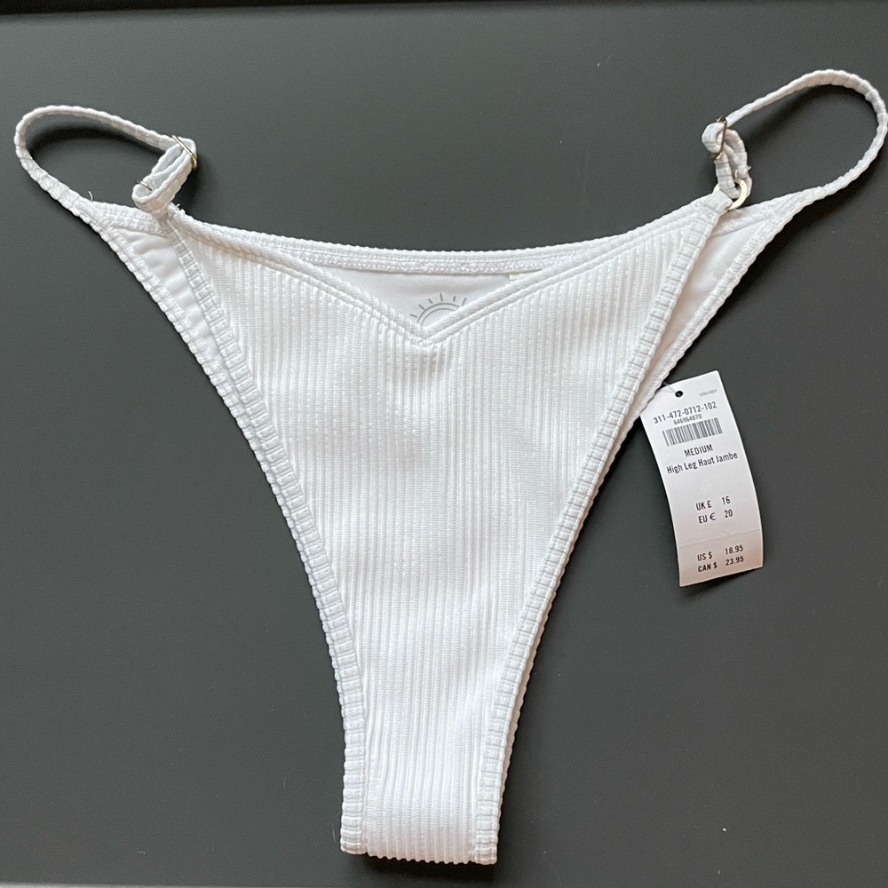 Hollister White Ribbed Bikini Bottom